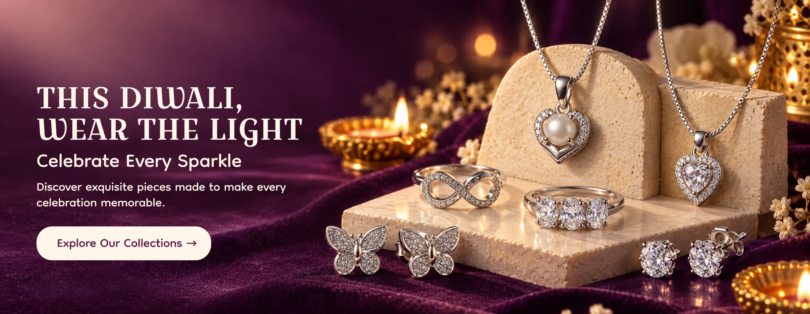 This Diwali, wear the light — celebrate every sparkle. Discover exquisite pieces made to make every celebration memorable. Explore our collections.